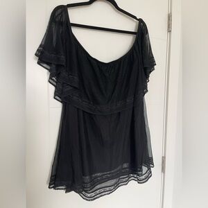Sheer black off the shoulder flowy top